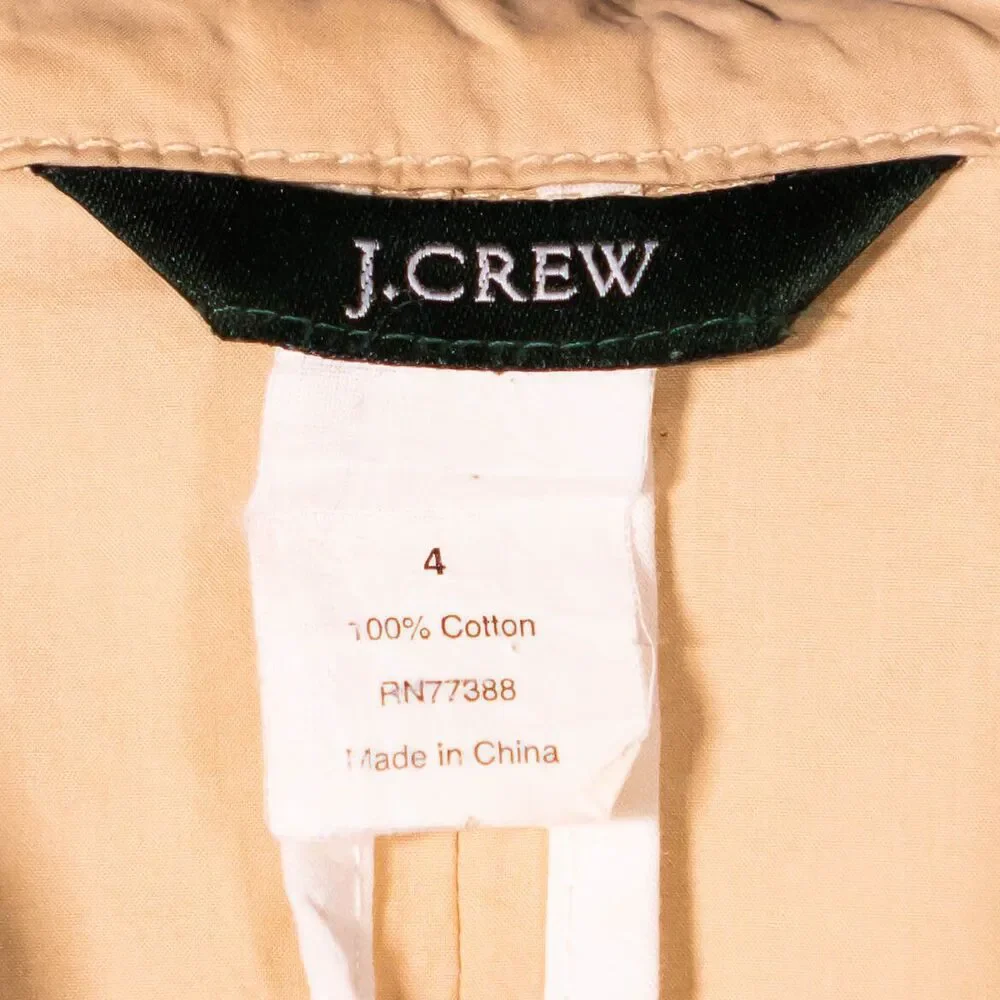 J Crew Womens Blazer 4 Beige Khaki Cotton Two Button Tailored Career Work Jacket
